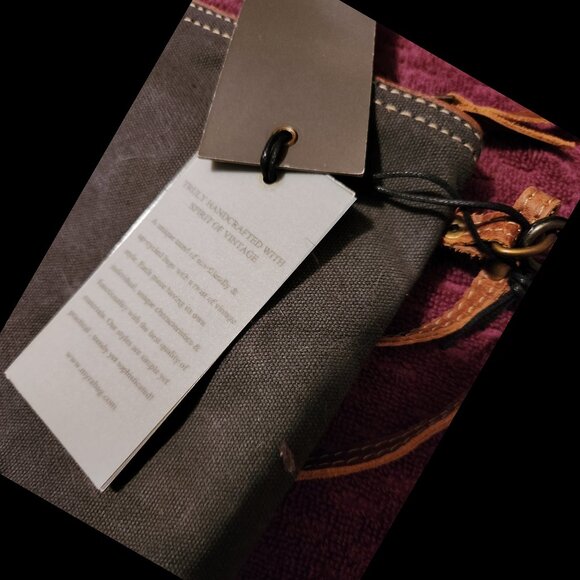 Myra Pouch Wristlet - Upcycled Canvas & Leather - NWT - Picture 7 of 7